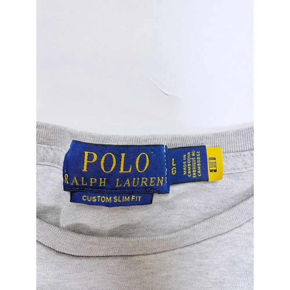 Polo Ralph Lauren Custom Slim Fit T Shirt Gray Pony Logo Preppy Coastal Classic